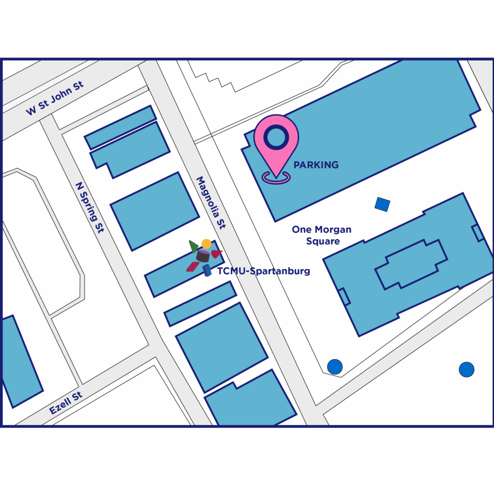 Parking Map for the Children's Museum of the Upstate Spartanburg location.