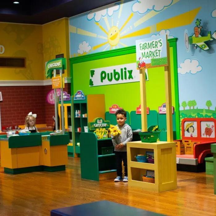 Publix market exhibit at the Children's Museum of the Upstate Spartanburg location.