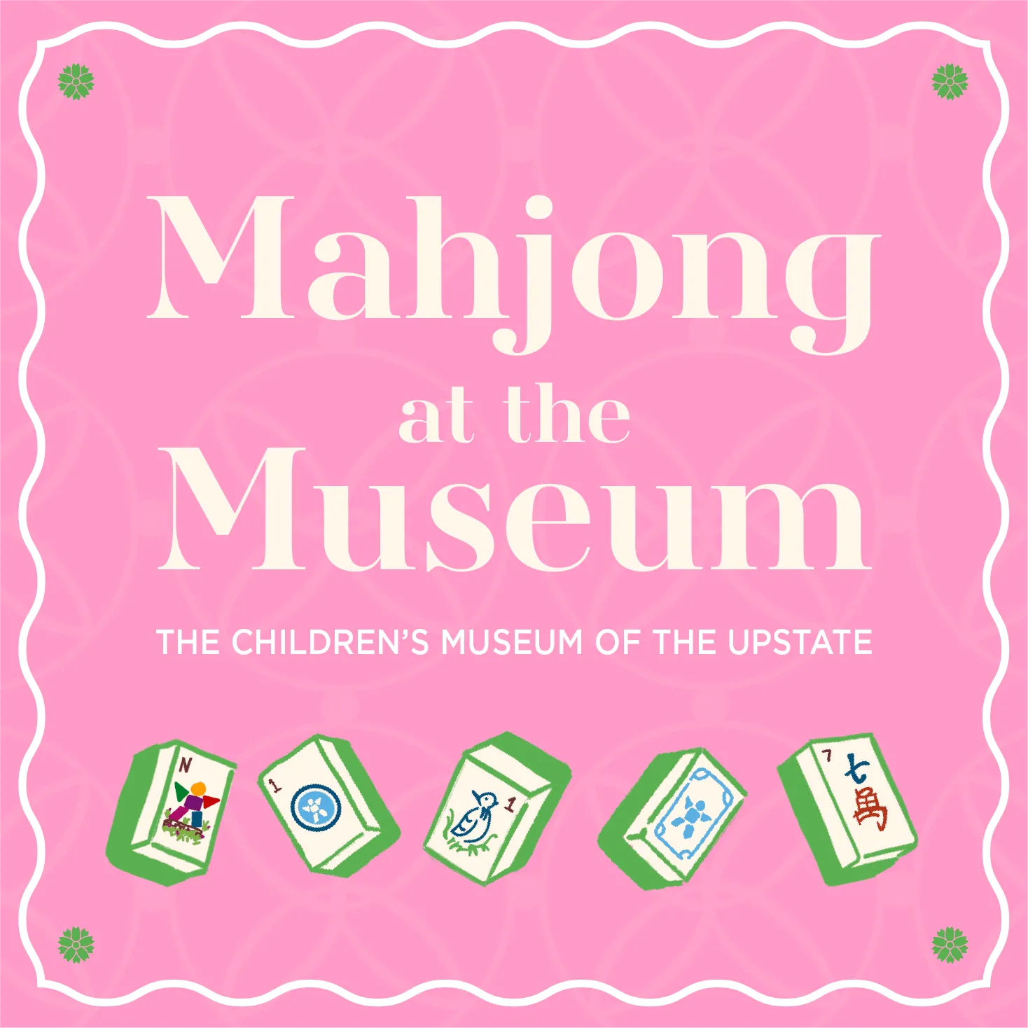 Asset 1@2x 8 Pink flyer for Mahjong at the museum at TCMU
